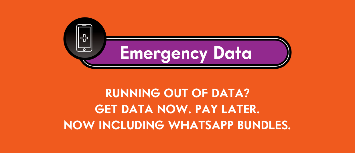 Banner for emergency data. Get data now, pay for it later.